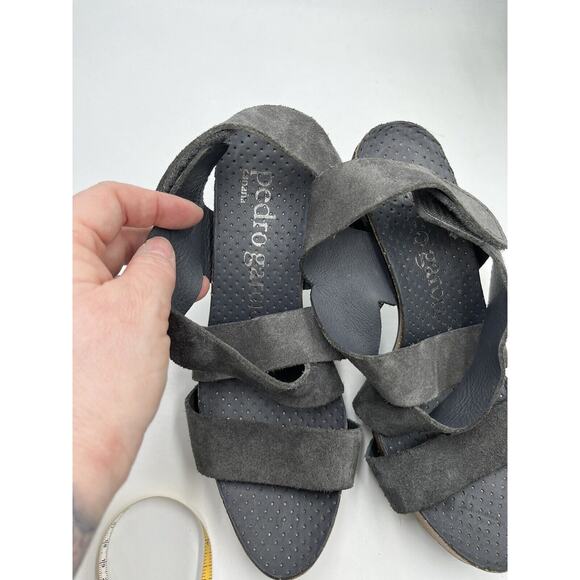 Pedro Garcia Libby Gray Suede Cork Platform Sandals Comfort Heels Sz 38.5/US 8 - Picture 10 of 12